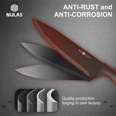 NULAS cuchillo de chef cortando verduras, precisión y cortes limpios