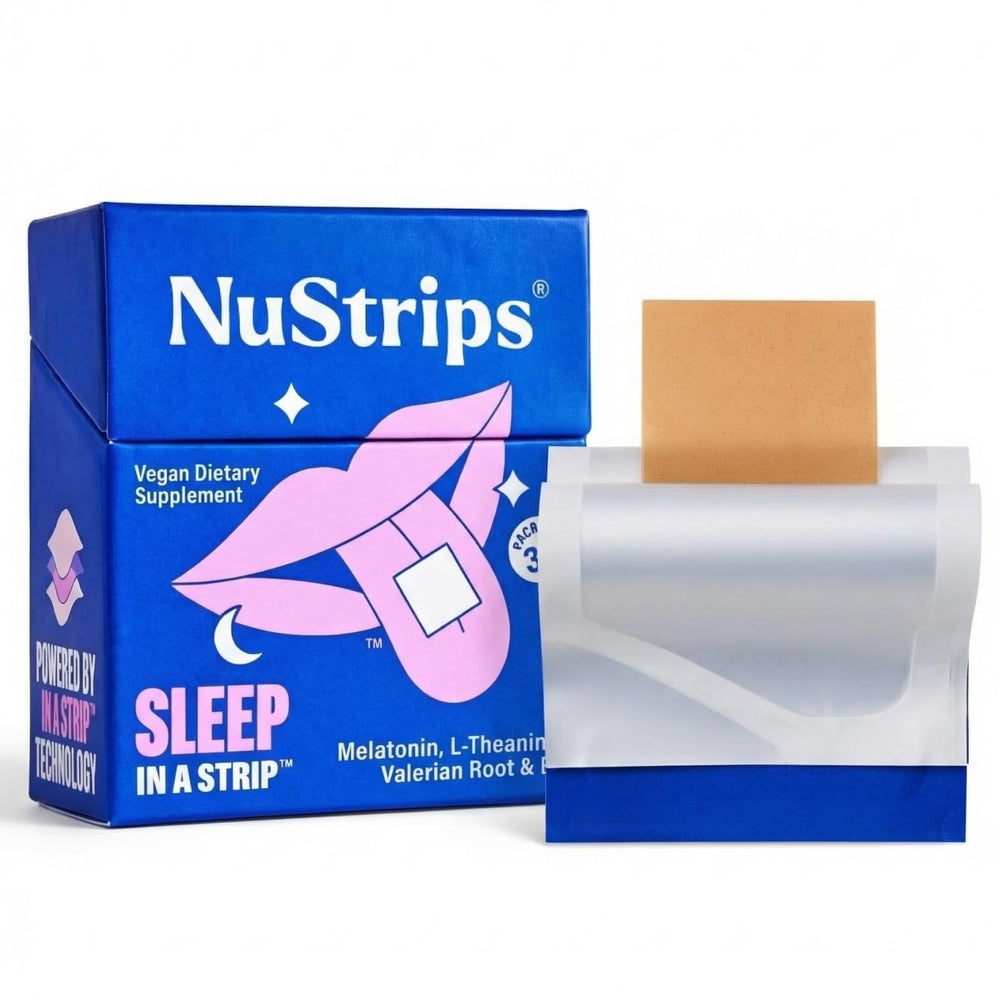 NuStrips paquete frontal mostrando diseño y cantidad práctica