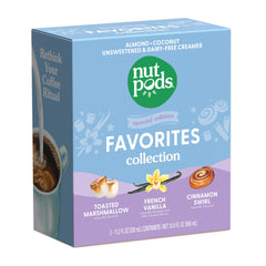 nutpods pack frontal mostrando las tres cremas y conveniencia para el café