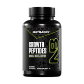 NutraBio envase frontal mostrando Growth Peptides y beneficios de rendimiento