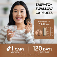 NUTRAHARMONY cápsula en mano para comparar tamaño y comodidad de uso