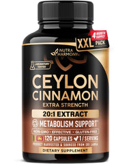 NUTRAHARMONY envase frontal de canela de Ceilán mostrando presentación y beneficio práctico