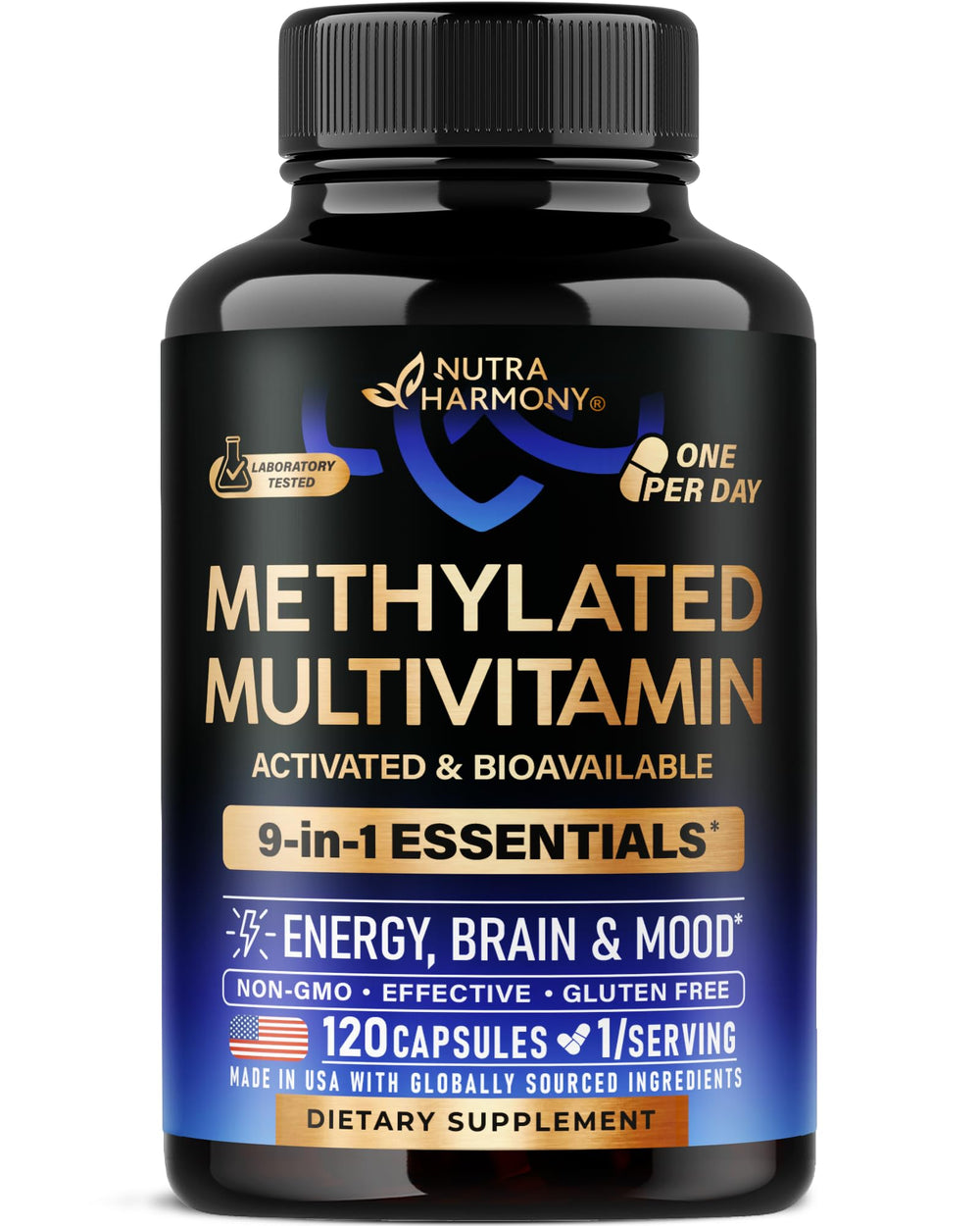 NUTRAHARMONY envase frontal mostrando multivitamínico 9 en 1 y confianza