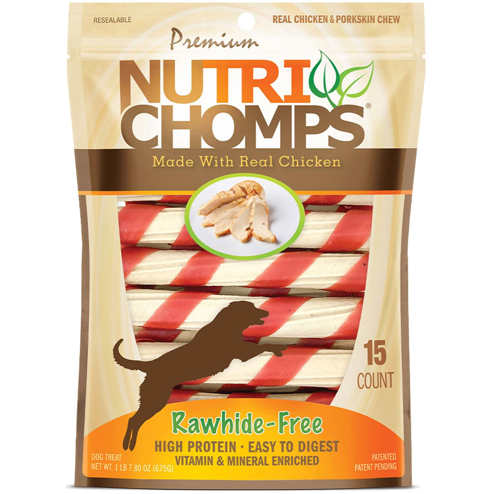 Nutri Chomps paquete frontal mostrando 15 twists, conveniencia y frescura