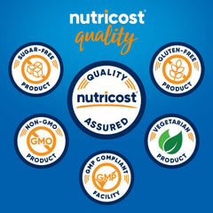 Nutricost cápsulas en mano para comparar tamaño y facilidad de deglución