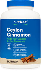 Nutricost frasco Canela de Ceilán frente, presentación clara y cómoda