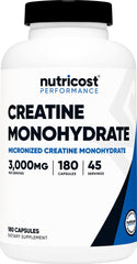 Nutricost frasco frontal mostrando 180 cápsulas y comodidad de dosificación