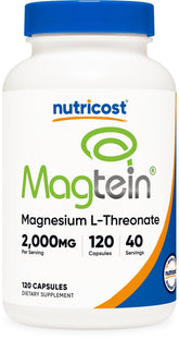 Nutricost envase frontal mostrando Magtein y beneficios claros