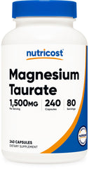 Nutricost envase frontal de Magnesium Taurate, presentación clara y duración larga