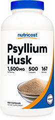 Nutricost frasco frontal mostrando 500 cápsulas y etiqueta clara