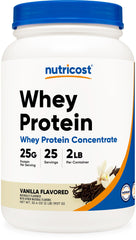 Nutricost frasco frontal con etiqueta clara, beneficio: confianza en la calidad