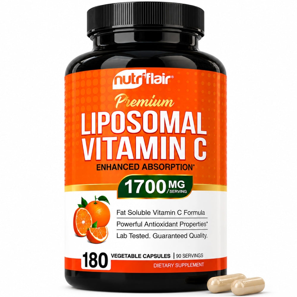 NutriFlair front packaging showing liposomal vitamin C benefits