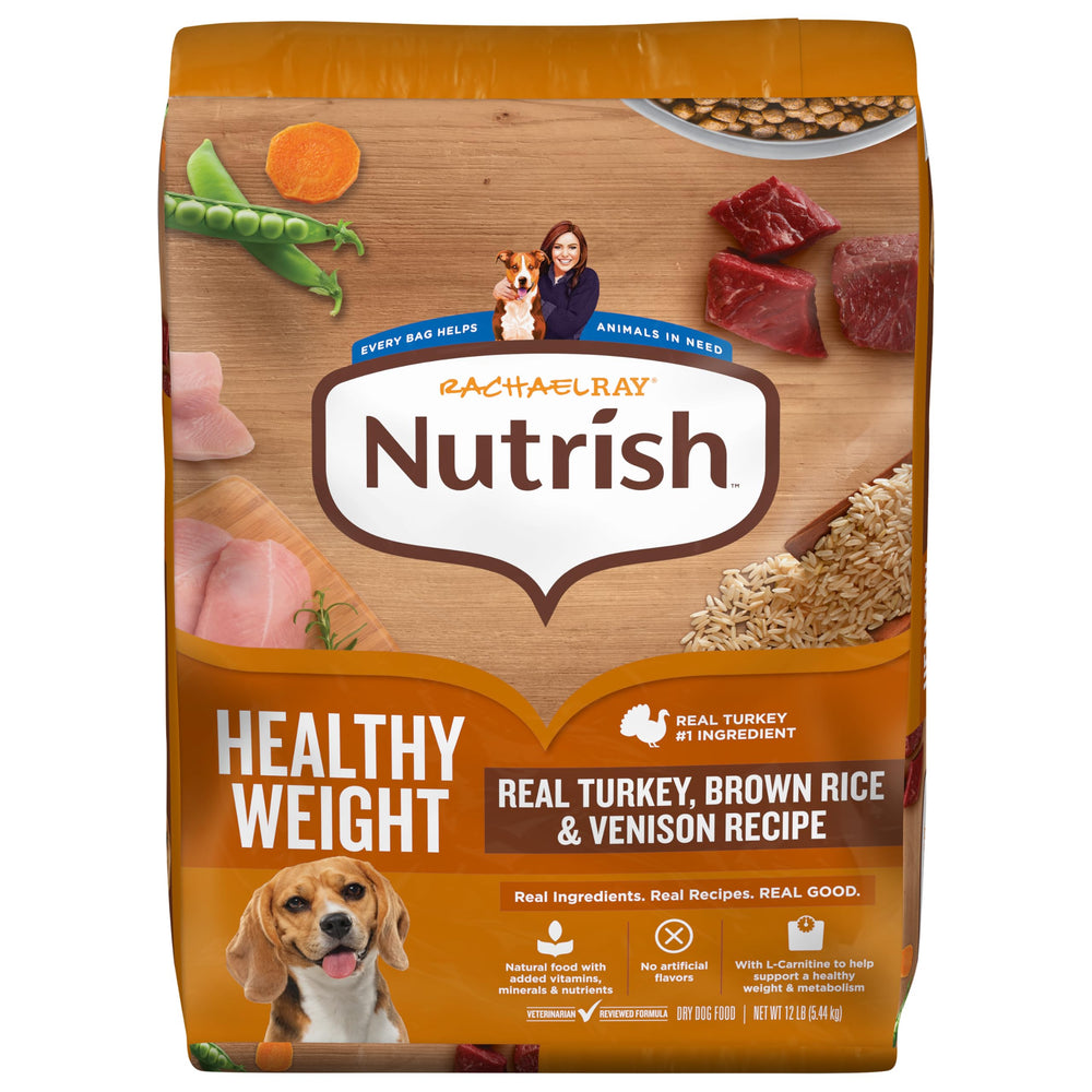 Nutrish frente del paquete mostrando receta de pavo y venado y beneficio nutricional