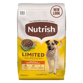 Nutrish bolsa frontal con receta de cordero y arroz, claridad de ingredientes