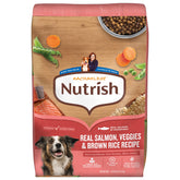 Nutrish salmón frente del empaque mostrando bolsa grande y beneficios