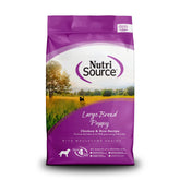 NutriSource saco frontal 26 lb mostrando la receta pollo y arroz y practicidad