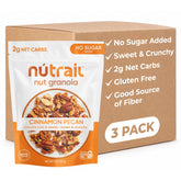 NuTrail frente del paquete Cinnamon Pecan mostrando mezcla crujiente