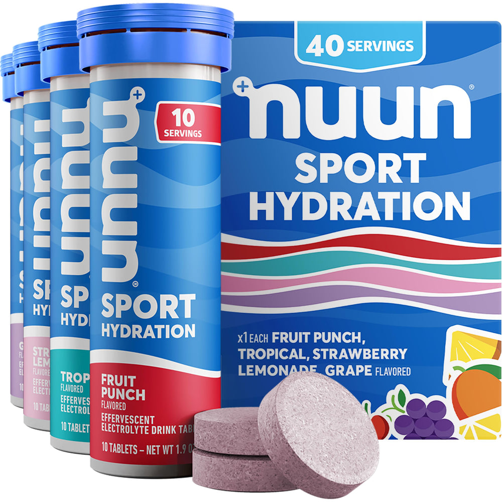Nuun tube front packaging showing mixed flavors and portability benefit