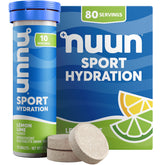 Nuun tubo Lemon Lime frontal mostrando el empaque portátil y conveniencia