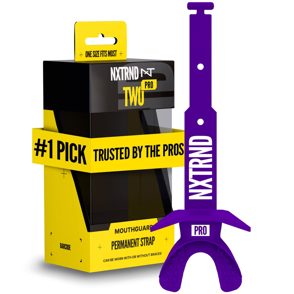 NXT NXTRND protector frontal en empaque mostrando color púrpura y beneficio de sujeción