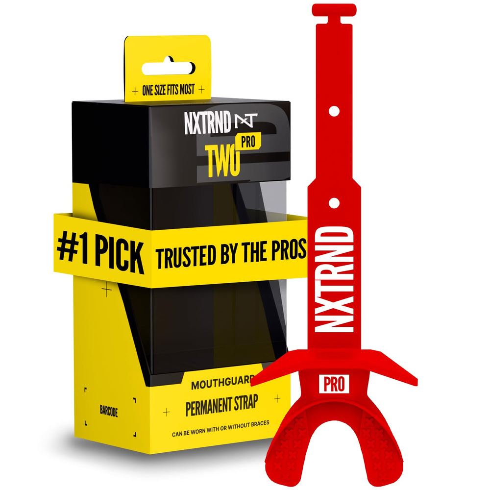 Nxtrnd Two Pro vista frontal del protector rojo mostrando ajuste y diseño