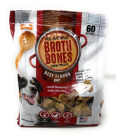 Nylabone paquete frontal mostrando 60 Broth Bones, incentivo natural