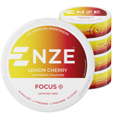 NZE lata frontal sabor limón-cereza mostrando diseño y portabilidad