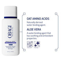 Obagi Nu-Derm gel en uso al lavar rostro, limpia sin resecar