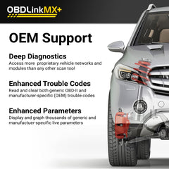 OBDLink MX+ en uso con teléfono mostrando datos en vivo
