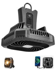 Odoland front view showing lantern and fan, portable lighting and cooling benefit