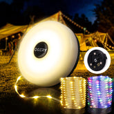 OGERY frontal del conjunto mostrando guirnalda y caja, ideal para camping