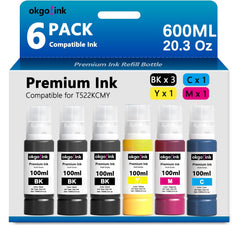 OKGO!INK vista frontal del pack 522 mostrando las seis botellas y colores