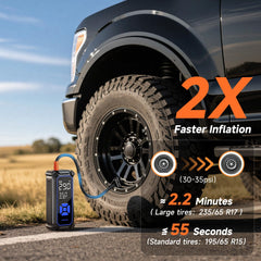 OlarHike pantalla LED grande mostrando presión y función de apagado automático