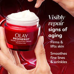 Olay aplicación en rostro ilustra uso diario y efecto suavizante