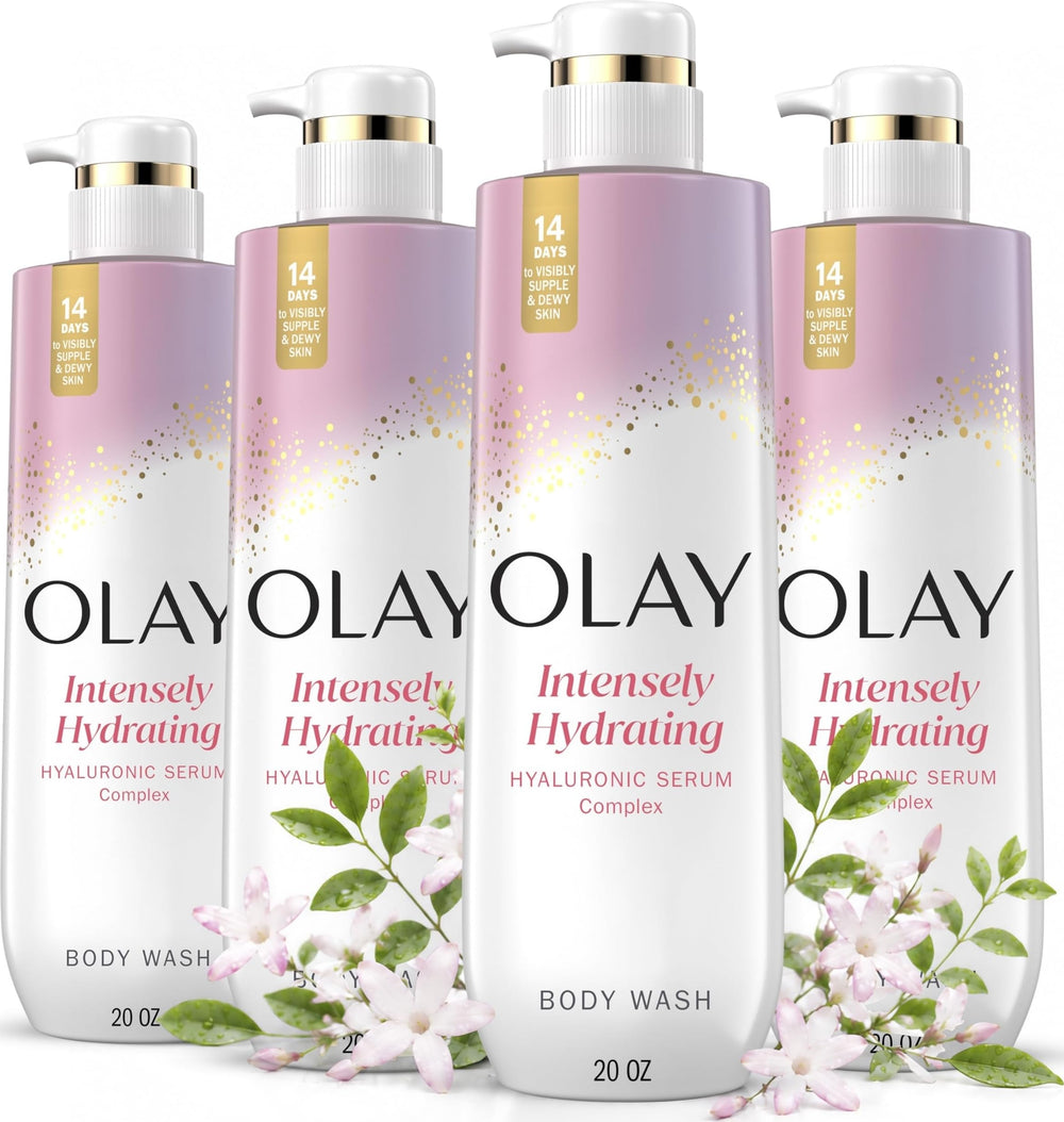 Olay envase frontal de 20 oz mostrando diseño y lectura clara del beneficio hidratante