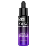 Olay frasco frontal del serum mostrando diseño y beneficio de renovación