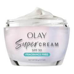 Olay frasco frente mostrando el envase y protección SPF 30