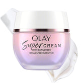 Olay Super Cream vista frontal muestra recipiente y beneficio hidratación ligera