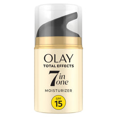Olay Total Effects frente del envase mostrando diseño limpio y tamaño práctico