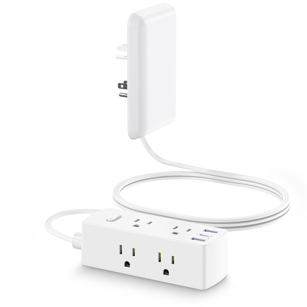 olcorife regleta frontal mostrando 6 enchufes y 3 USB para mayor conectividad