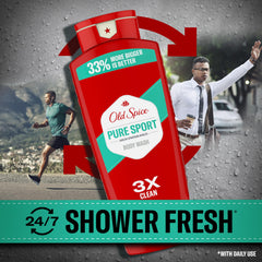 Old Spice botella 24 oz en mano para comparar escala y duración