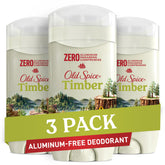 Old Spice Timber vista frontal del empaque que muestra el aroma y beneficio antiolor