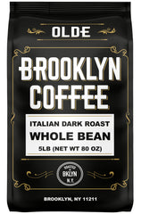 OLDE BROOKLYN COFFEE paquete frente mostrando etiqueta y sello de frescura