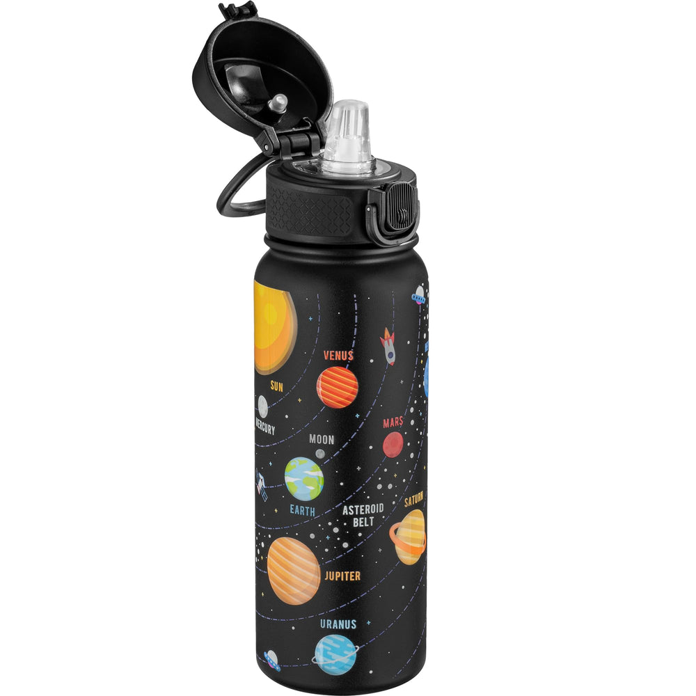 OLDLEY frente con diseño sistema solar mostrando color y tamaño para niños