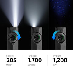 OLIGHT ArkPro Ultra spotlight concentrado proyectando a distancia, visibilidad lejana