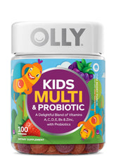 OLLY envase frontal de 100 gomitas Blissful Berry para niños, presentación clara y atractiva