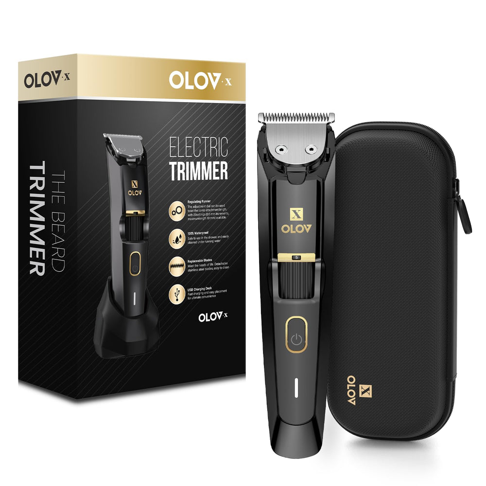 OLOV X recortadora frontal mostrando diseño elegante y control cómodo