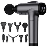 OLsky masajeador de mano frontal gris mostrando diseño ergonómico y agarre cómodo
