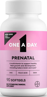 One A Day frontal del envase mostrando beneficios clave y tamaño