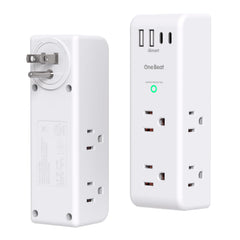 One Beat vista frontal del extensor mostrando seis tomas y cuatro puertos USB, mayor capacidad